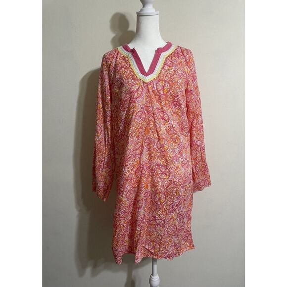 Lilly Pulitzer Boho Peasant Coastal Lightweight Long Sleeve V Neck Tunic Small - Picture 1 of 12